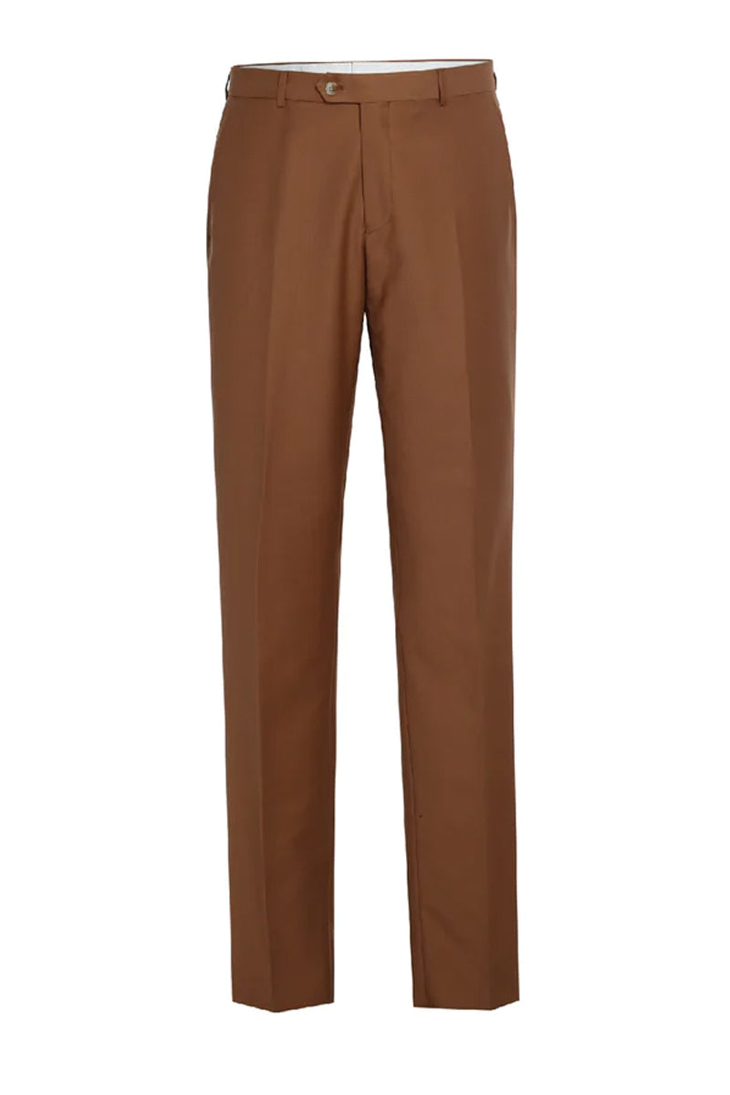 Mens Basic Two Button Slim Fit Suit in Rust