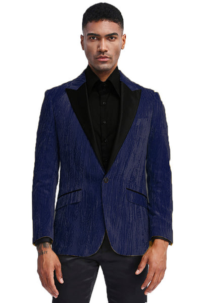 Men's Textured Velvet Prom Tuxedo Jacket in Turquoise