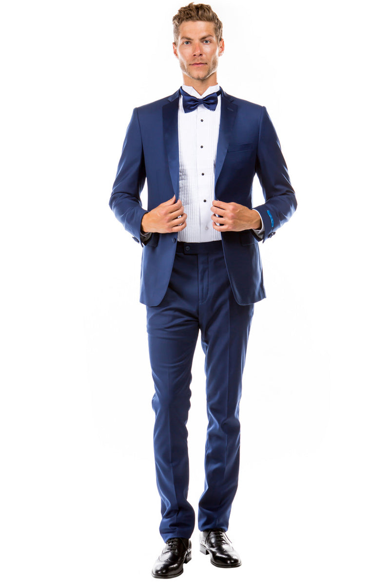 Men's Two Button Slim Fit Wedding & Prom Tuxedo in Indigo Blue