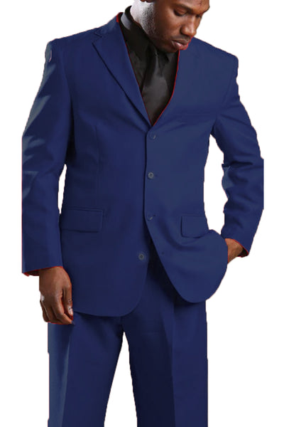 Mens Classic Poplin 4 Button Suit in Navy Blue