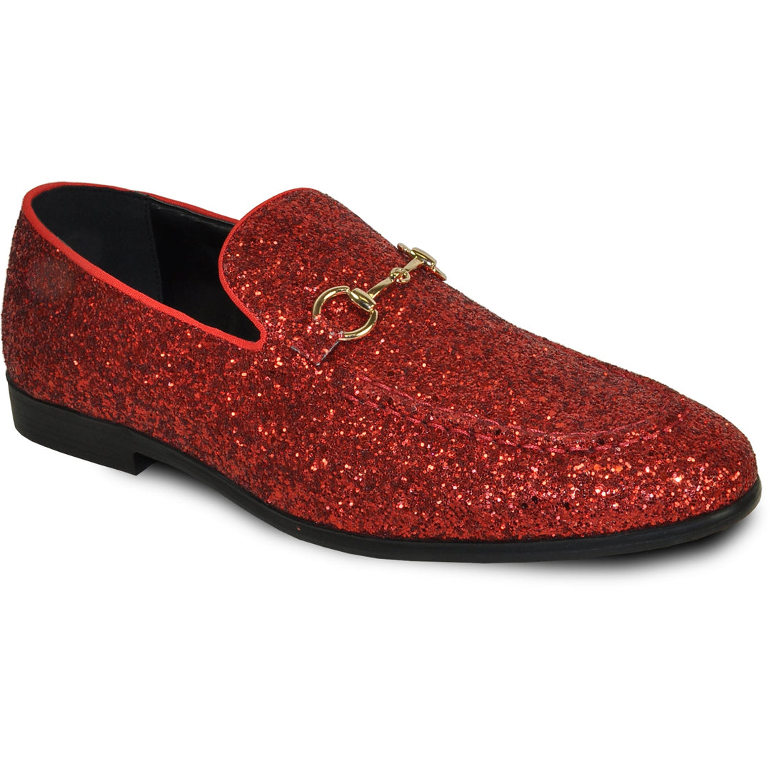 Mens Modern Glitter Sequin Prom Tuxedo Loafer in Red, 7M / Red
