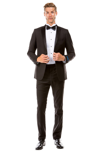 Men's Two Button Slim Fit Wedding & Prom Tuxedo in Black