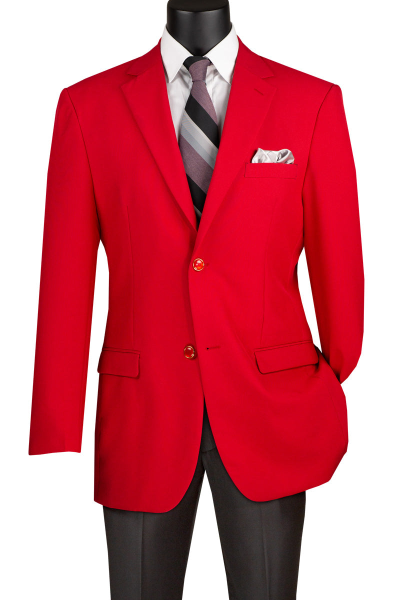 Mens Classic Fit Poplin Club Sport Coat Blazer in Red, 44 Regular / Red