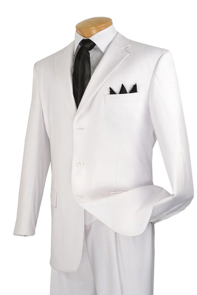 Mens Classic 3 Button Regular Fit Suit in White