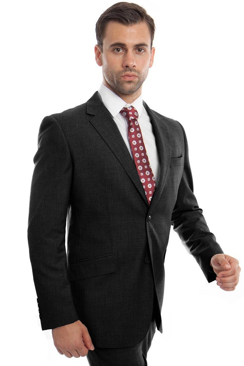 Men's Designer Two Button Modern Fit Wool Suit in Black – SignatureMenswear