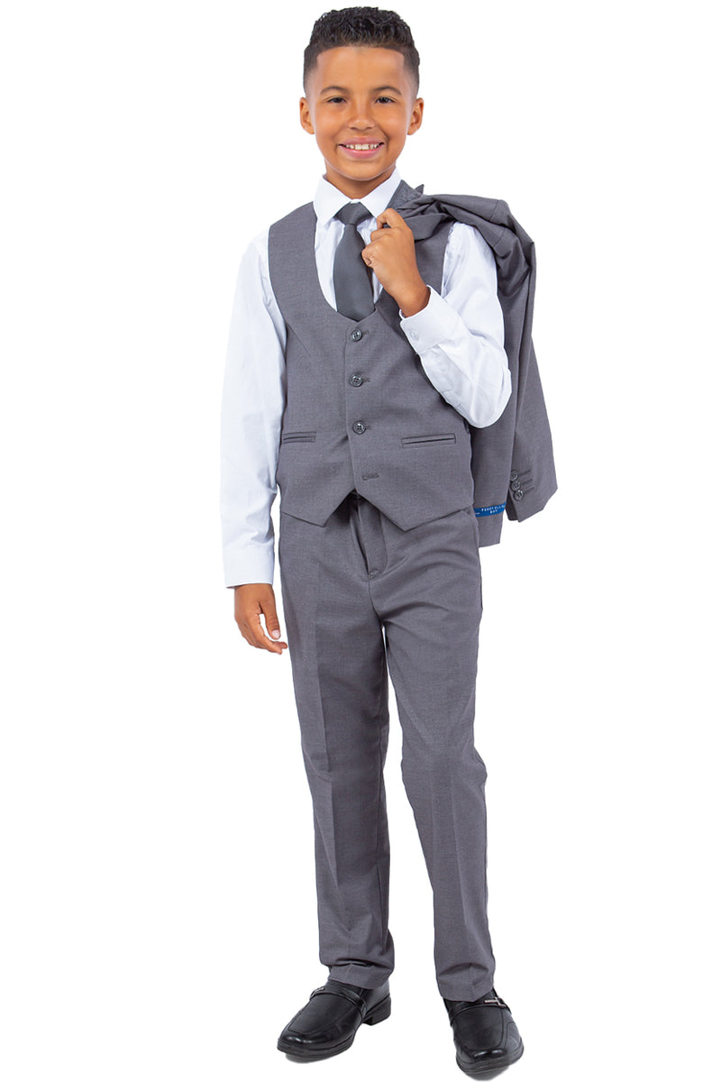 Perry Ellis Vested Boy's Wedding Suit in Medium Grey – SignatureMenswear