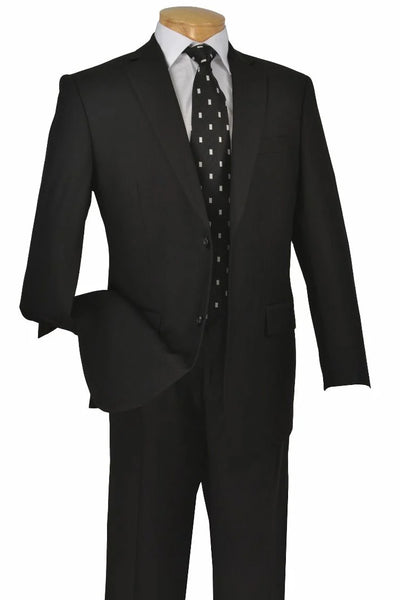 Mens Two Button Modern Fit Poplin Suit in Black