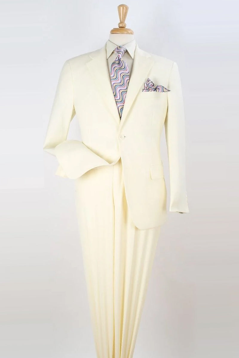 Mens Modern Fit Two Button Poplin Suit in Ivory