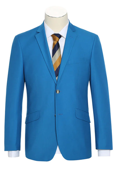 Mens Basic Two Button Slim Fit Suit in Royal Cobalt Blue
