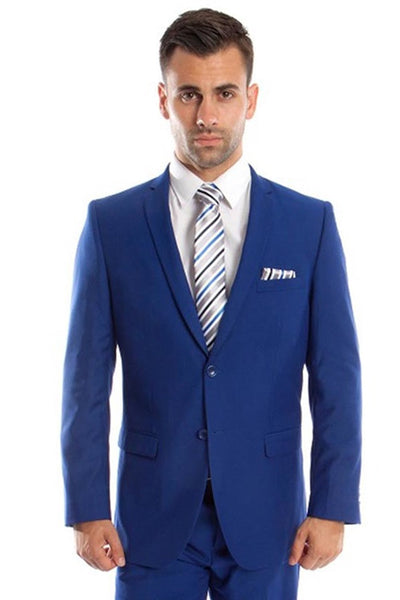 Men's Basic 2 Button Slim Fit Wedding Suit in Royal Blue