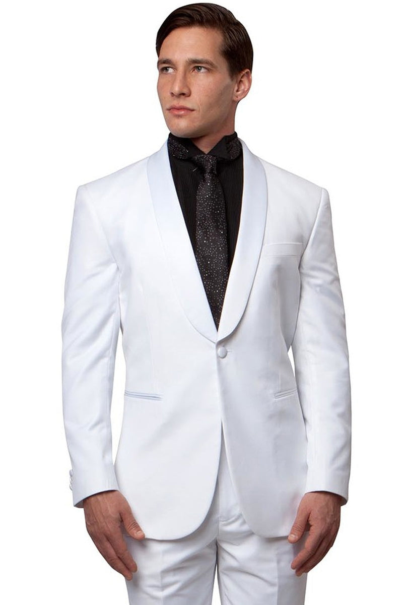 Men's Classic Slim Fit Shawl Lapel Tuxedo in White – SignatureMenswear