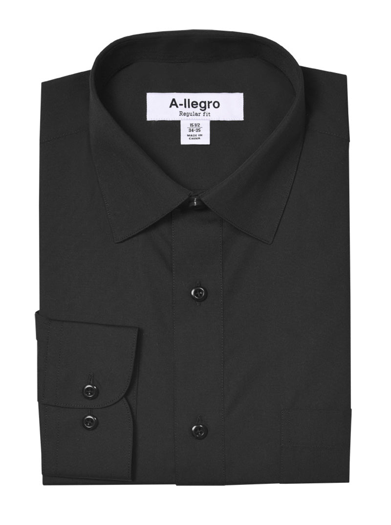 Men's Basic Regular Fit Cotton Dress Shirt In Black