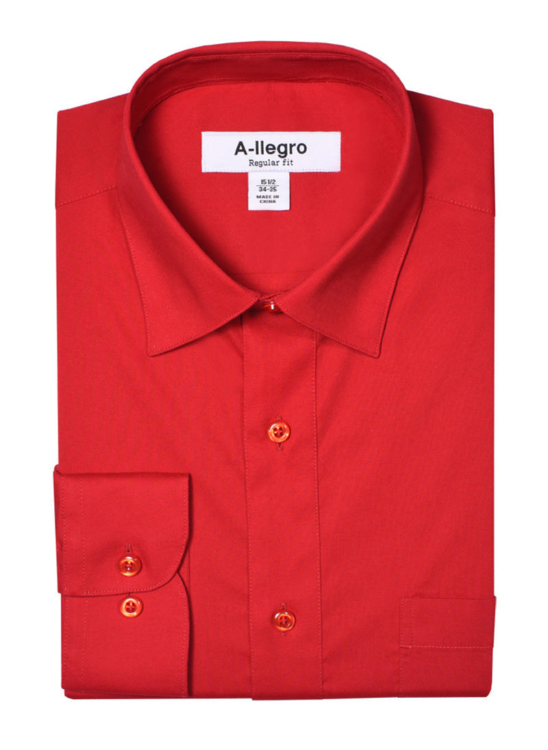 Men's Basic Regular Fit Cotton Dress Shirt In Red – SignatureMenswear