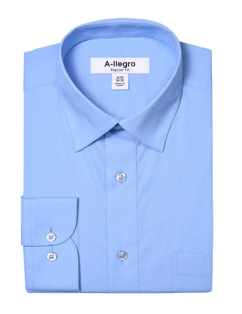 Men's Basic Regular Fit Cotton Dress Shirt In Sky Blue