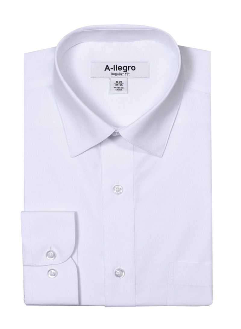 Men's Basic Regular Fit Cotton Dress Shirt In White