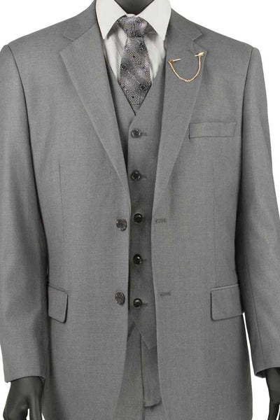 Mens Basic 2 Button vested Suit in Grey