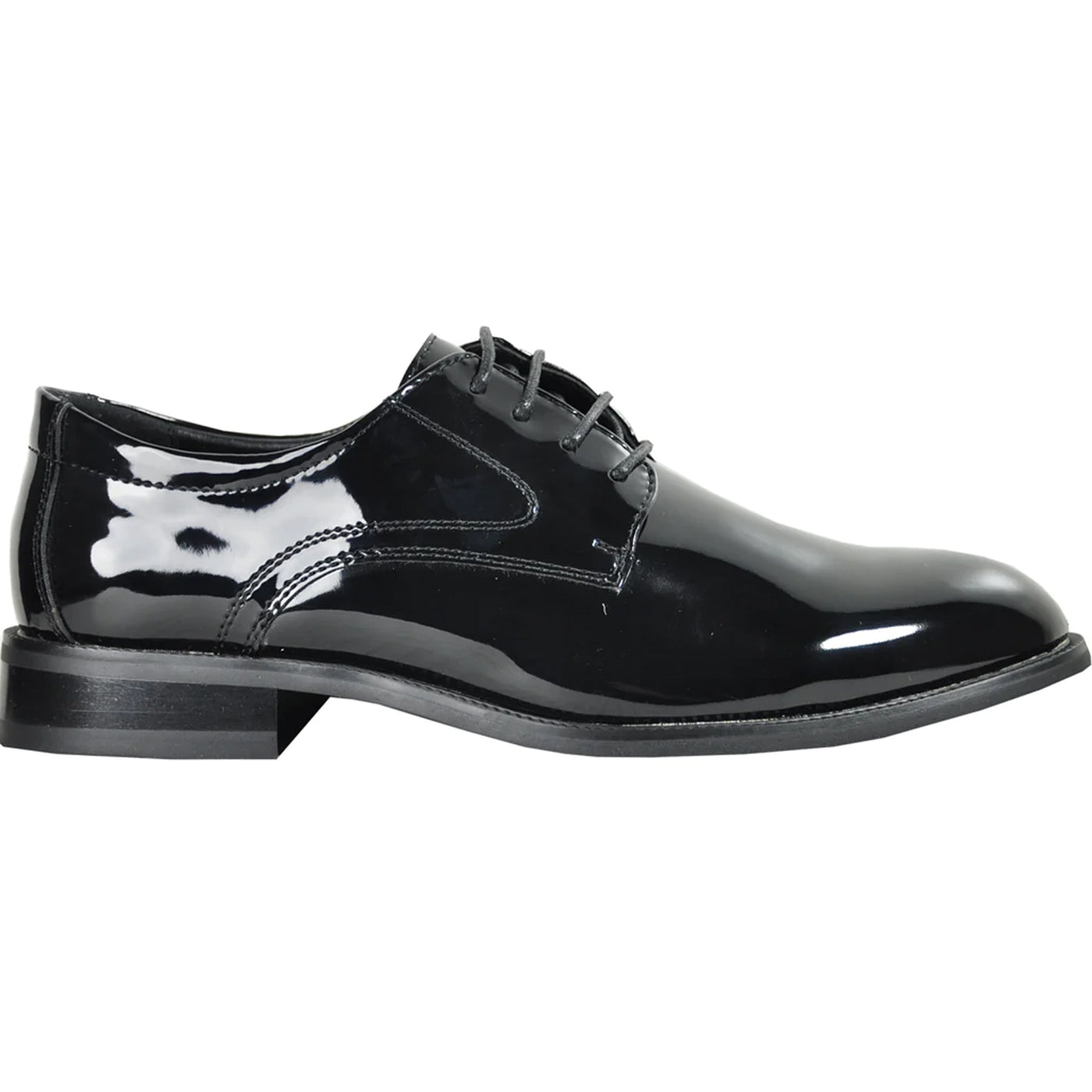 Mens Plain Round Toe Shiny Patent Tuxedo Shoe in Black