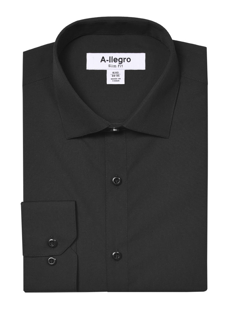 Men's Basic Slim Fit Cotton Dress Shirt In Black