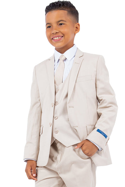 Perry Ellis Vested Boy's Wedding Suit in Tan