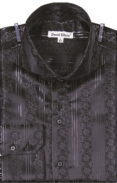 Men's Regular Fit Fancy Chain Pattern Sports Shirt in Black