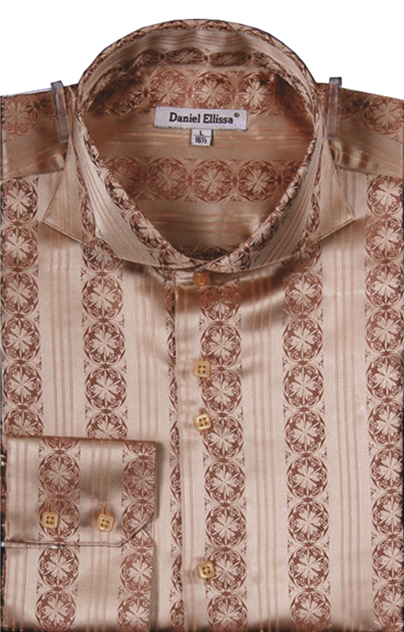 Men's Regular Fit Fancy Chain Pattern Sports Shirt in Mustard