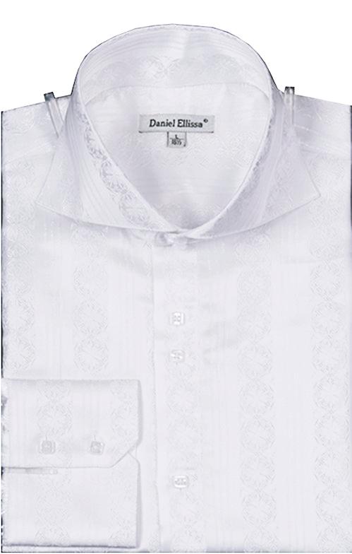 Men's Regular Fit Fancy Chain Pattern Sports Shirt in White