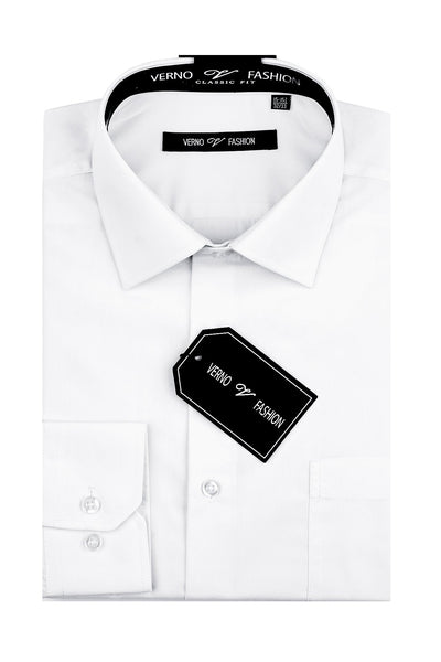 Men's Regular Fit Cotton Blend Dress Shirt in White