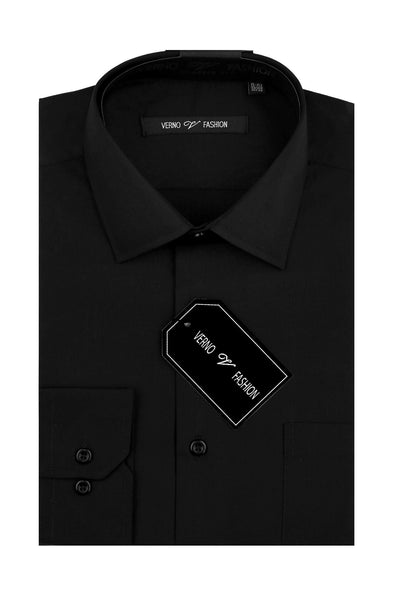 Men's Regular Fit Cotton Blend Dress Shirt in Black