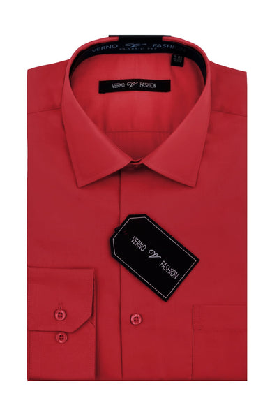 Men's Regular Fit Cotton Blend Dress Shirt in Brick Red