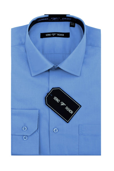 Men's Regular Fit Cotton Blend Dress Shirt in Light Blue
