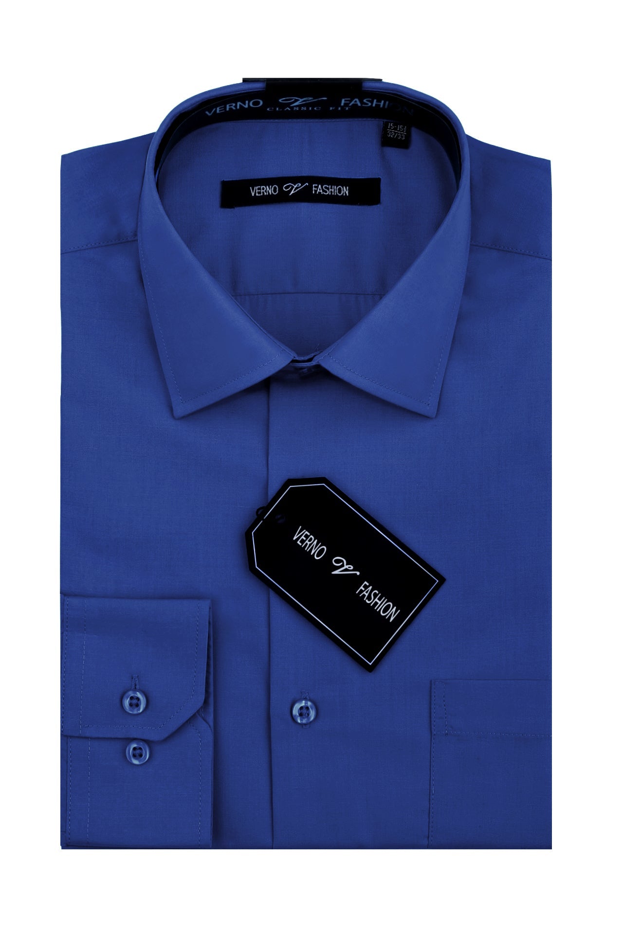 Men's Regular Fit Cotton Blend Dress Shirt in Royal Blue ...