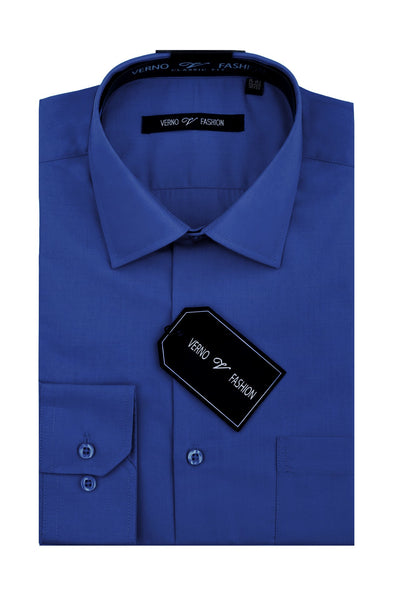 Men's Regular Fit Cotton Blend Dress Shirt in Royal Blue