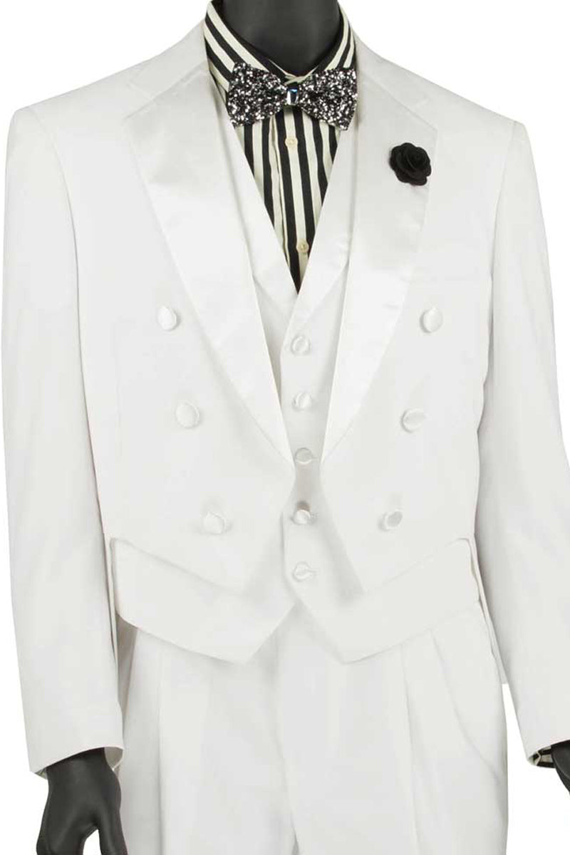 Mens Classic Vested Tail Wedding Tuxedo in White – SignatureMenswear