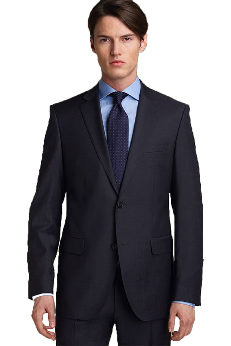 Mens 2 Button Modern Fit 100% Wool Suit in Black