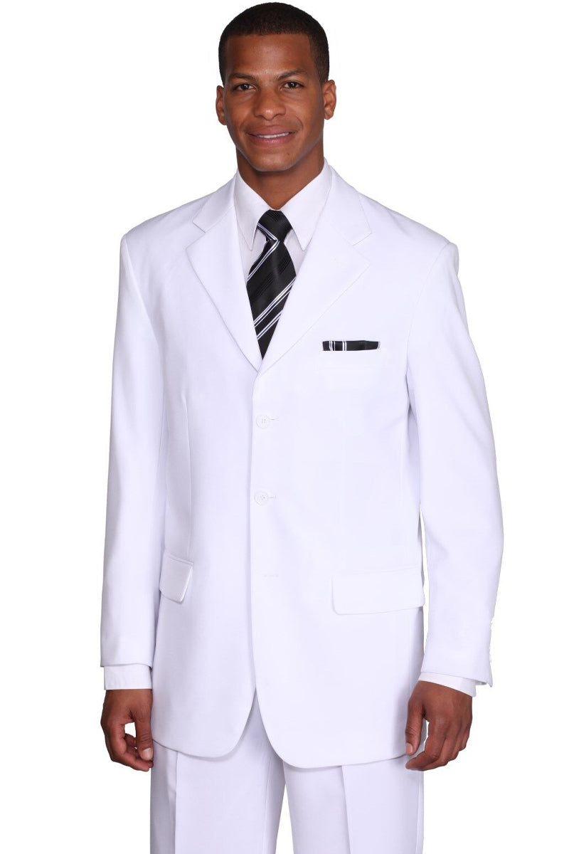 Mens 3 Button Classic Fit Poplin Suit in White – SignatureMenswear