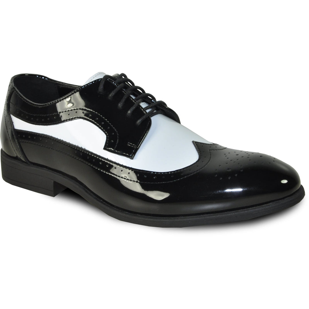 Fashion mens black and white wingtip oxford shoes