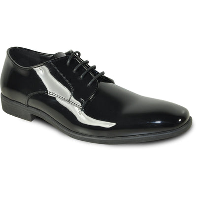 Mens Shiny Patent Plain Toe Tuxedo Dress Shoe in Black