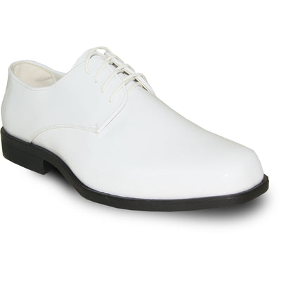 Mens Classic Plain Square Toe Shiny Patent Tuxedo Dress Shoe in White