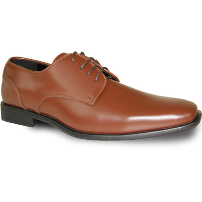 Mens Modern Pointy Square Toe Oxford Dress Shoe in Cognac
