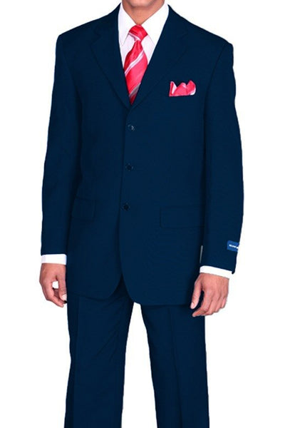 Mens 3 Button Classic Fit Poplin Suit in Navy