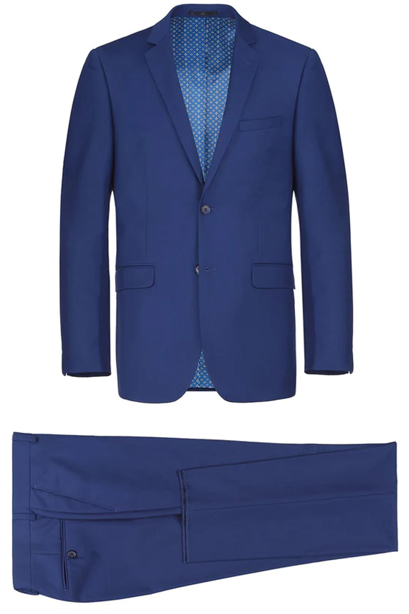 Mens Two Button Slim Fit Two Piece Wedding Suit in Cobalt Blue