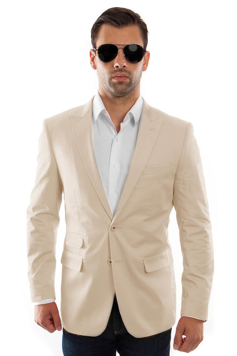 Men's Two Button Peak Lapel Summer Sport Coat in Tan – SignatureMenswear