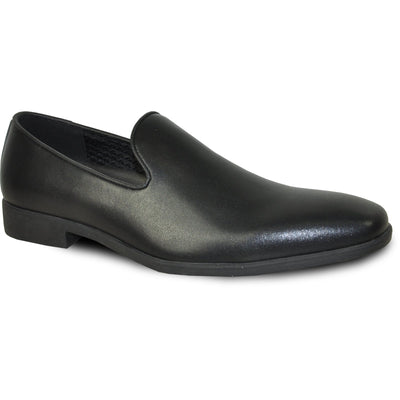 Mens Classic Plain Toe Slip on Loafer Dress Shoe in Black