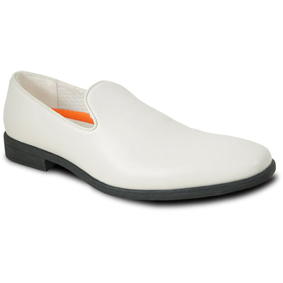 Mens Classic Plain Toe Slip on Loafer Dress Shoe in Ivory