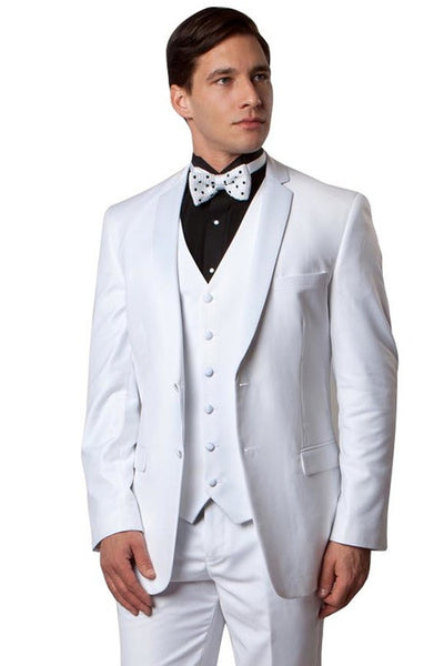 Men's Classic Two Button Vested Notch Tuxedo in White