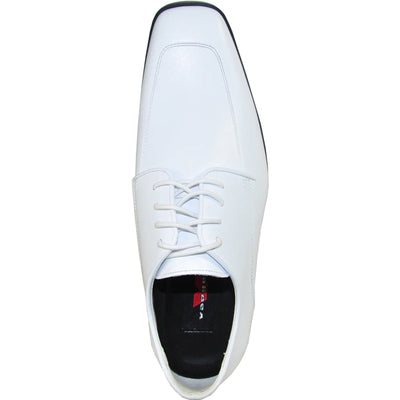 Mens Classic Moc Toe Tuxedo Prom Shoe in White