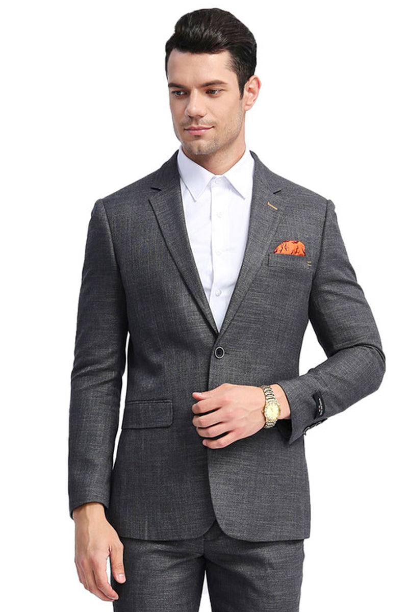 Men's Slim Fit Casual Summer Sport Coat in Charcoal Grey