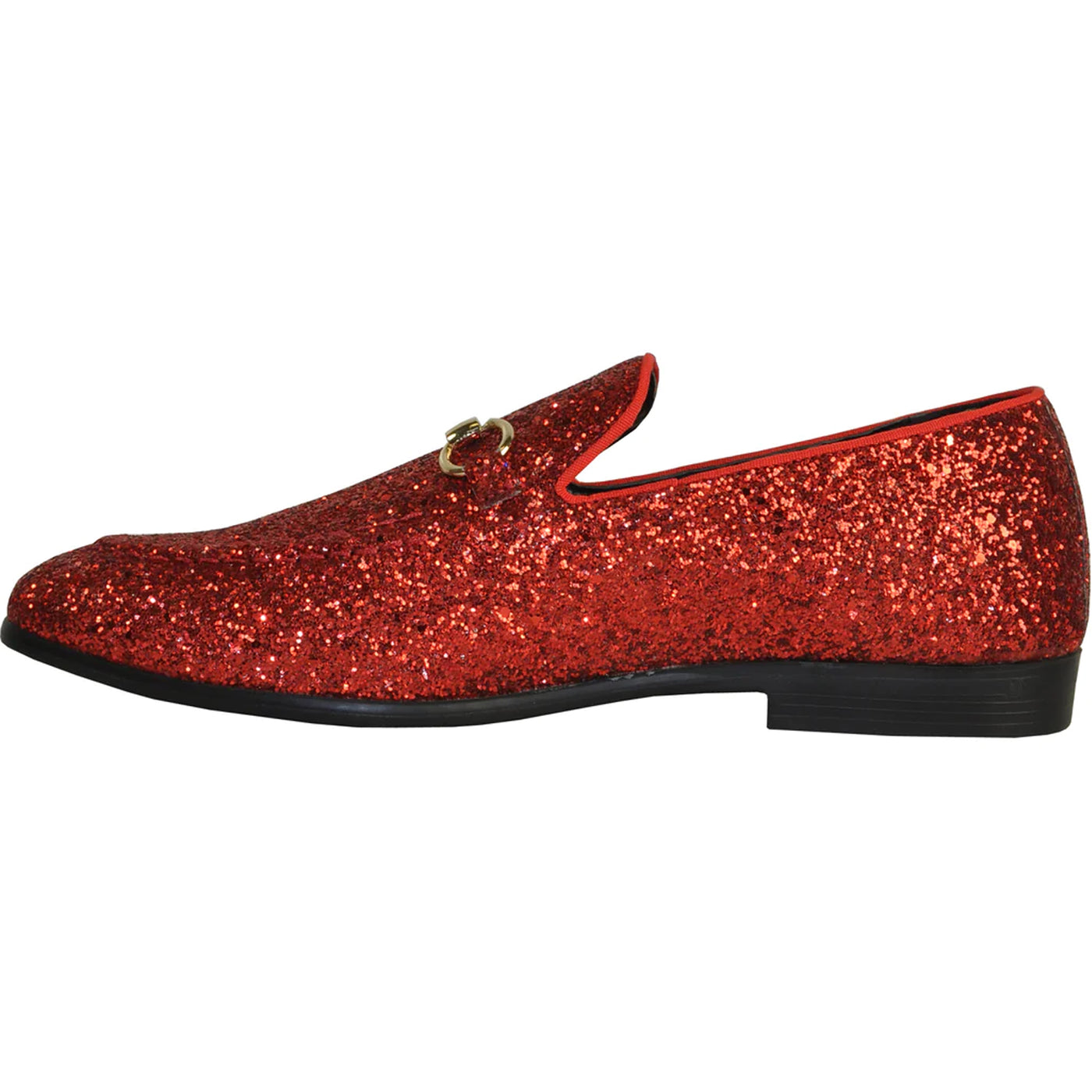 Mens Modern Glitter Sequin Prom Tuxedo Loafer in Red