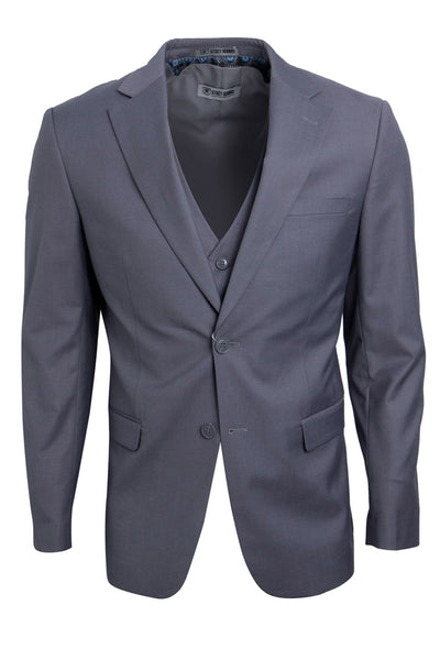 Men's Two Button Vested Stacy Adams Basic Suit in Medium Grey