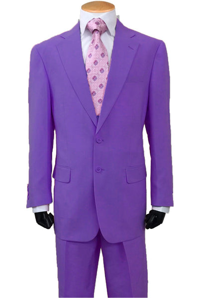 Mens 2 Button Slim Fit Poplin Basic Suit in Purple